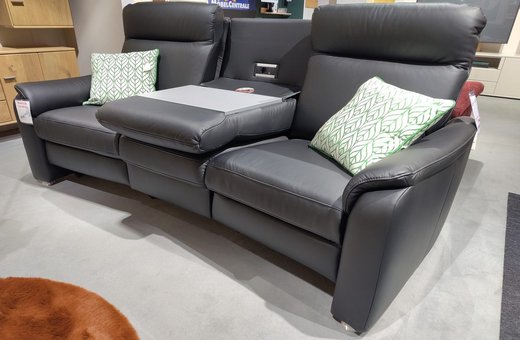 Trapezsofa Leder schwarz • Möbel Centrale • Schongau | Penzberg