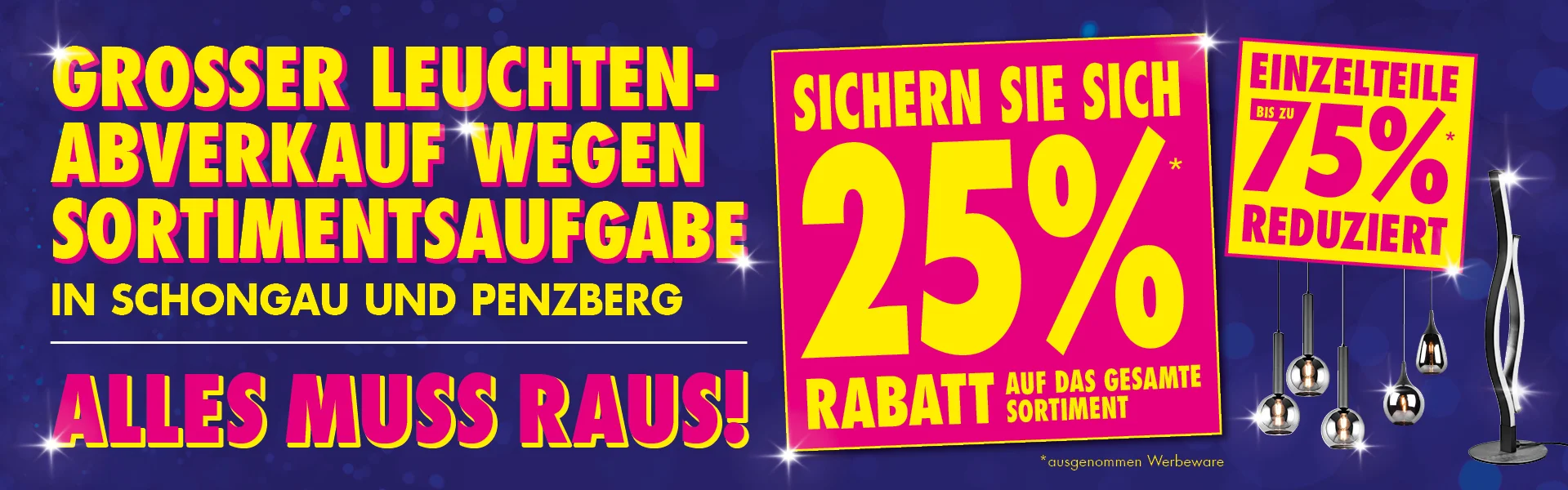 Grosser Leuchten-Abverkauf • MöbelCentrale | Schongau & Penzberg