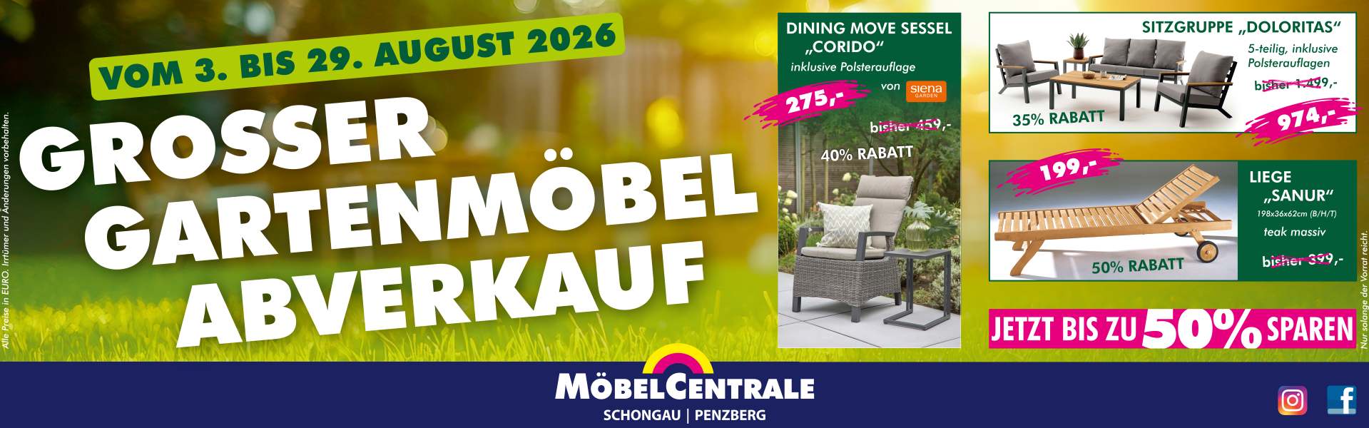 Gartenmöbel-Abverkauf • MöbelCentrale | Schongau & Penzberg